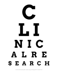 Vision Chart spelling the words "Clinical Research